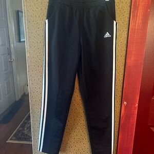 Adidas Kids Black Joggers with White Stripes